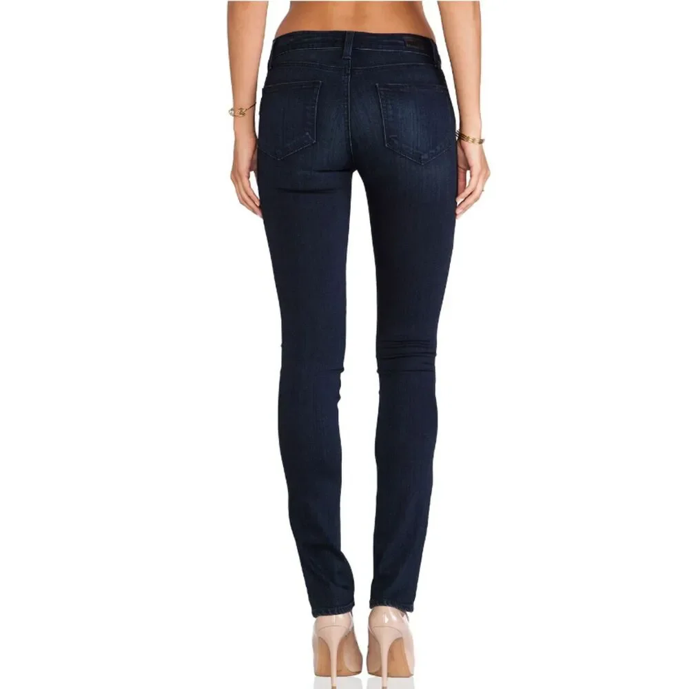 Paige Skyline Straight Midlake Dark Wash Slim Fit Zip Closure Everyday Jeans 30